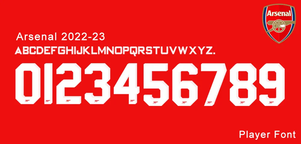 Arsenal 2022-23 Kit Font