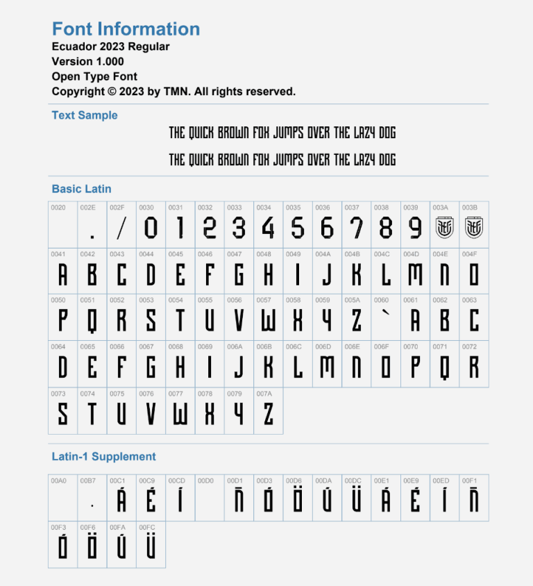 Ecuador 2023 Font Vector Download