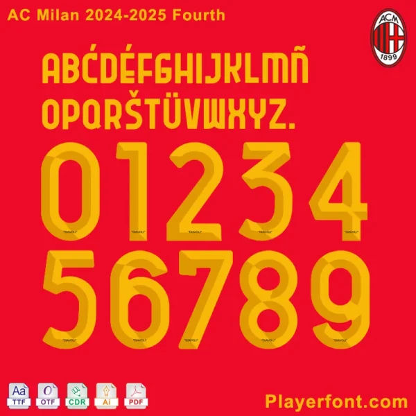 AC Milan 2024-2025 Fourth Font Download – Official Typeface for Jersey Customization