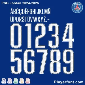 PSG Jordan 2024-2025 Font Download – Official Paris Saint-Germain Typography for Jersey Customization