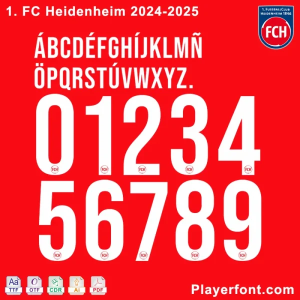 1. FC Heidenheim 2024-2025 Font Download Preview