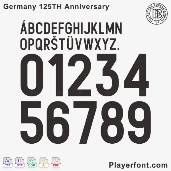 2025 Germany 125th Anniversary Font Download Preview