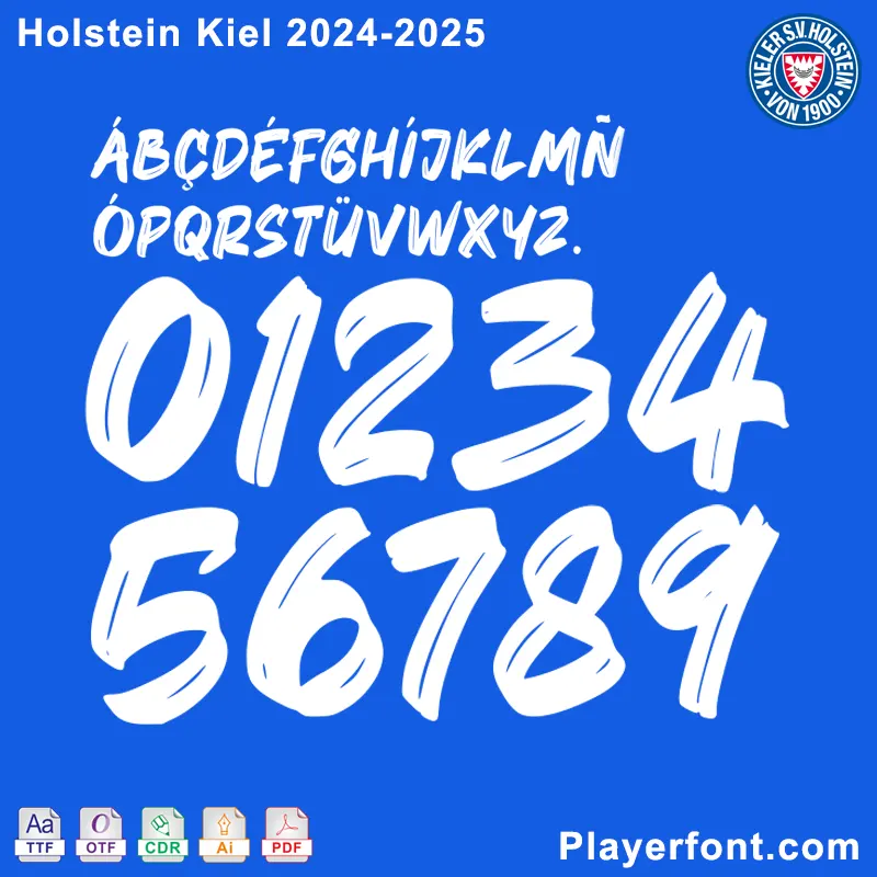 Holstein Kiel 2024-2025 font download preview with TTF, OTF, CDR, and PDF vector files