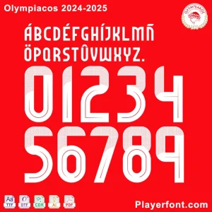Olympiacos 2024-2025 font download preview, showing the team's official typeface.
