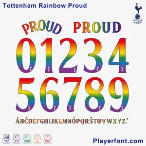 Tottenham Rainbow Proud font preview with official pride typography