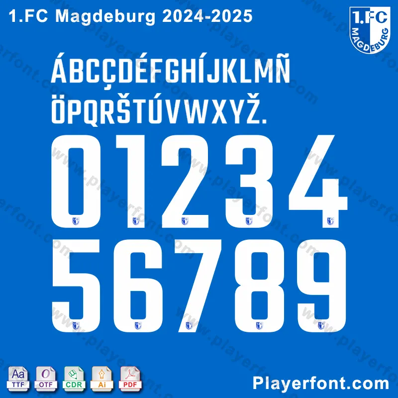 1. FC Magdeburg 2024-2025 font numbers and letters preview
