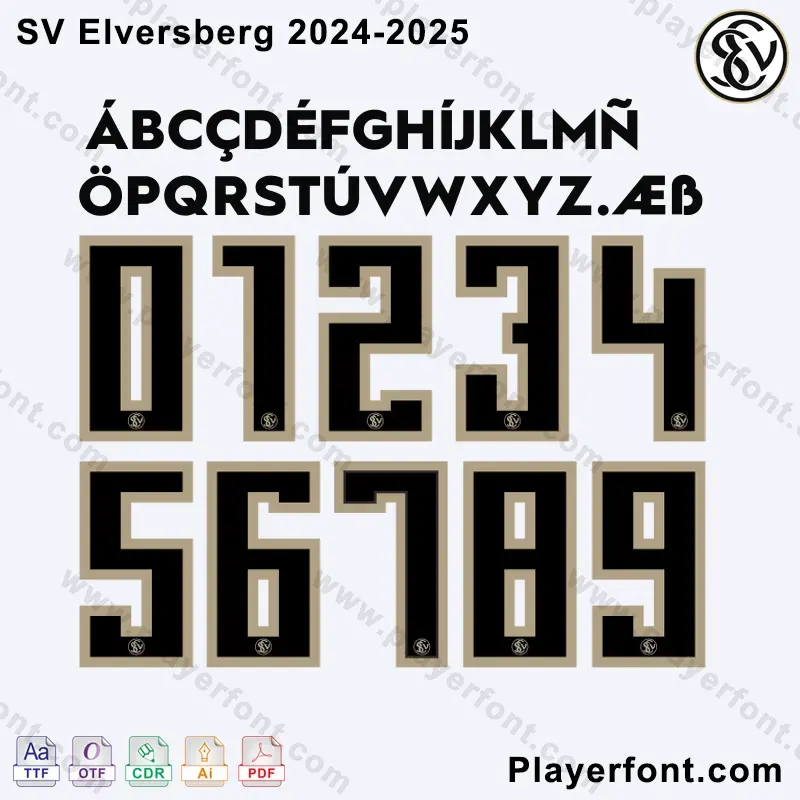 SV Elversberg 2024-2025 font preview with numbers and letters
