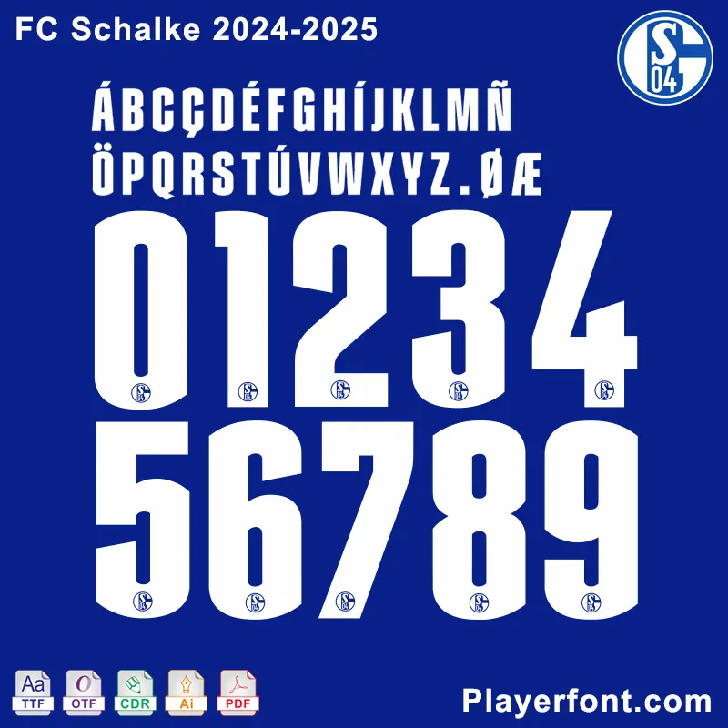 FC Schalke 2024-2025 Font Download package with TTF, OTF, AI, CDR, and PDF files