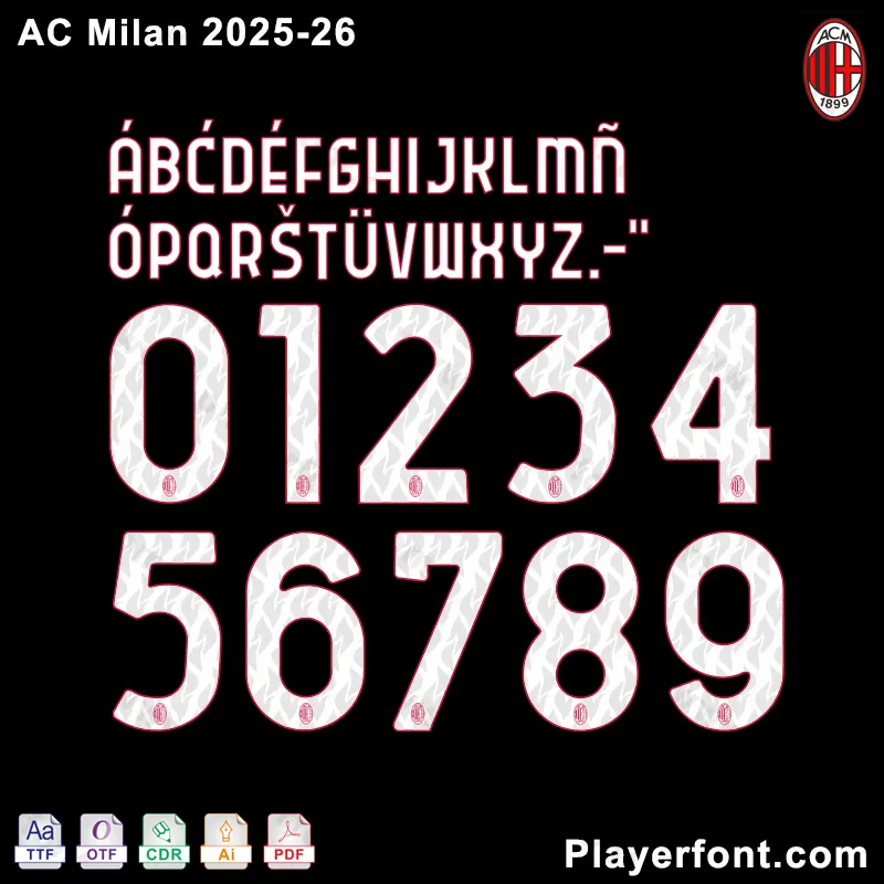 AC Milan 2025-26 Official Style Font Preview