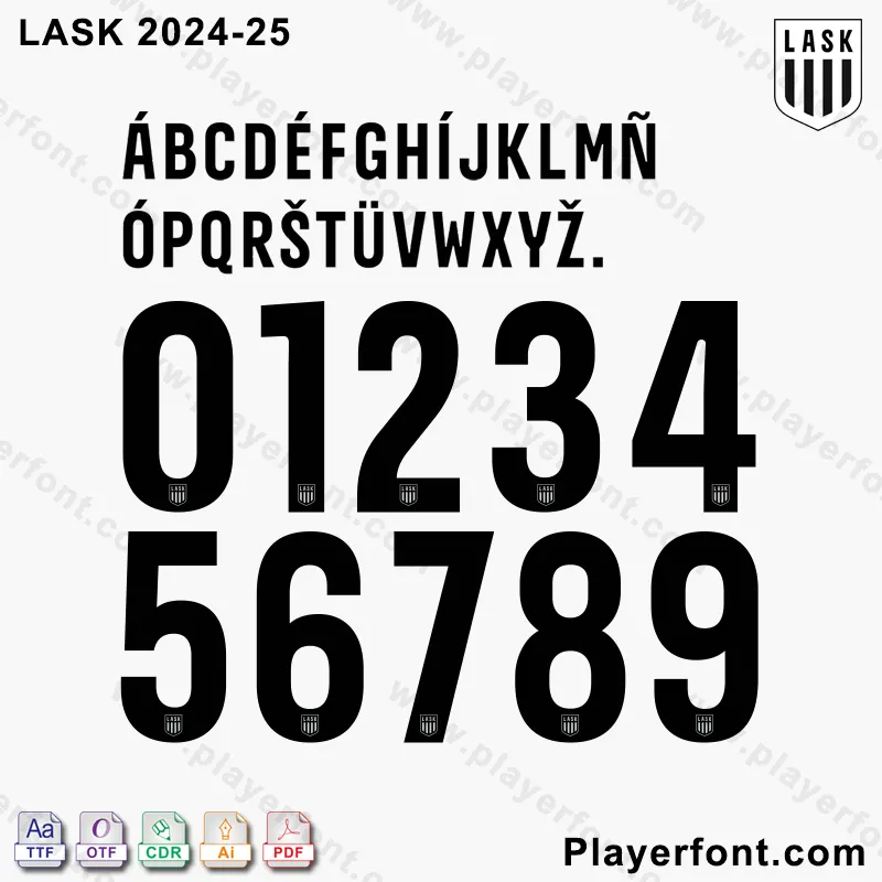 LASK 2024-2025 Font Download - Austrian Bundesliga Kit Typeface