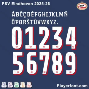 Official PSV Eindhoven 2025-26 Font – TTF, OTF, AI, CDR, PDF Files