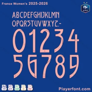 France Women's 2025-2026 font pack showing lettering in TTF, OTF, and vector formats.