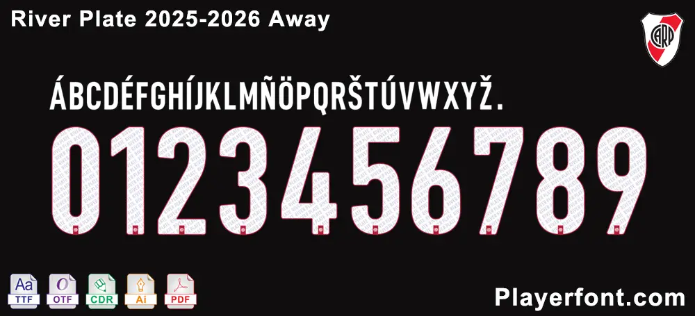 River Plate 2025-2026 away jersey font Preview
