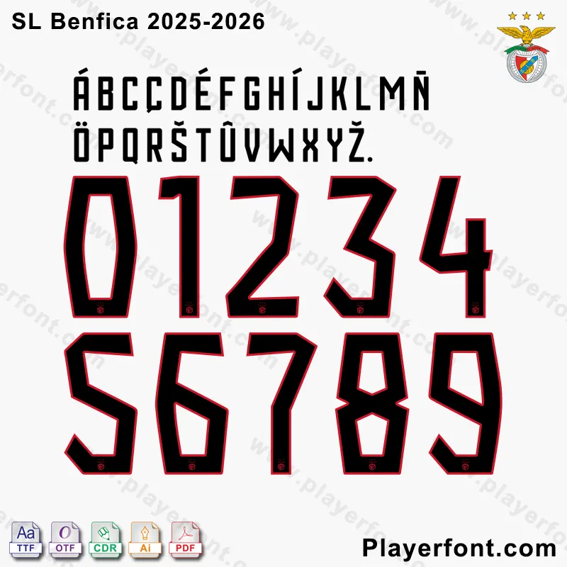 SL Benfica 2025-2026 Away Kit Font Preview – TTF, OTF, Vector Files