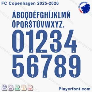 FC Copenhagen 2025-2026 font (close-up letters & numbers) — editable vector & installable font files