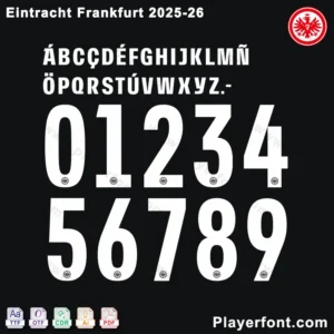 Eintracht Frankfurt 2025-26 Font Display: Letters & Numbers (Official Club Kit Typography)