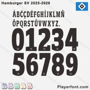 Hamburger SV 2025-2026 Font Display: Complete Character Set (Official HSV Kit Typography)