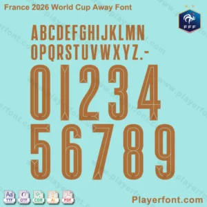 France 2026 World Cup Away Font Full Alphabet and Numbers Vector Set