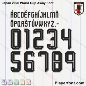 Japan 2026 World Cup Away Font Preview with Numbers and Letters
