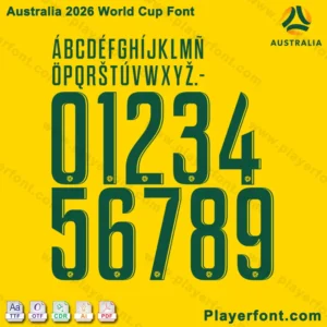 Australia 2026 World Cup font - Home kit green numbering