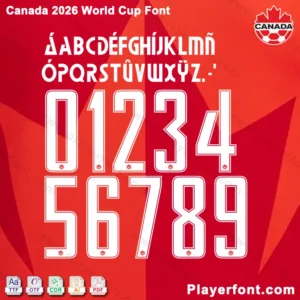 Canada 2026 World Cup jersey numbers 0-9 with maple leaf detail