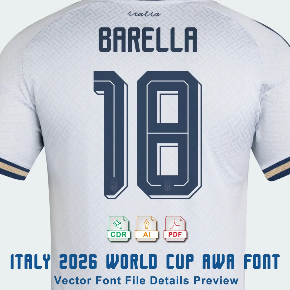 Back of Italy 2026 away jersey showing Barella name and number 18