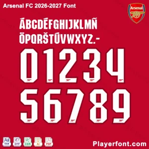 Arsenal 2026-2027 font typography preview