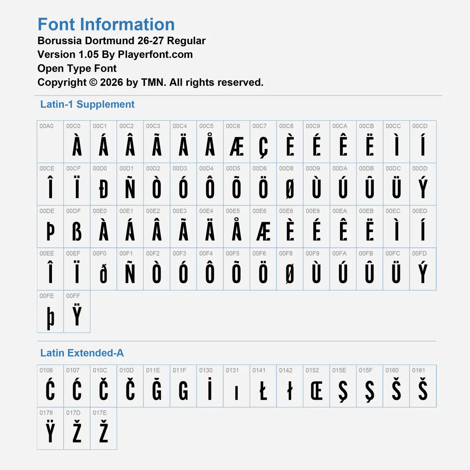 BVB Font 2026-2027 Latin Extended Characters