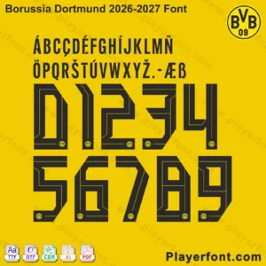 Borussia Dortmund 2026-2027 Font Grid Preview