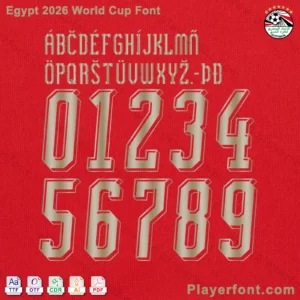 Football Player font Egypt 2026 World Cup font number set for printing