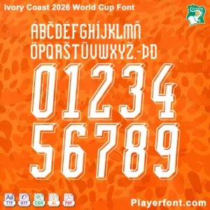 Playerfont Ivory Coast 2026 World Cup font set for printing