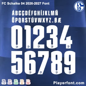 Horizontal vector template banner layout of FC Schalke 04 2026-2027 font alphabet and numbers string.